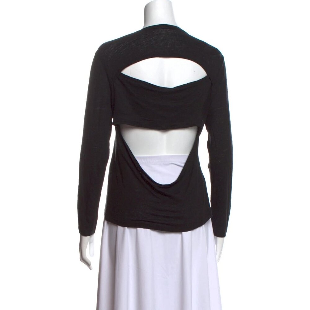 ALC Womens Cutout Long Sleeve Crew Neck Shirt Black Size Small